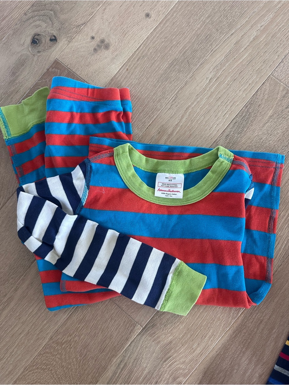 Hanna Andersson Bright Striped Pajama Set in Red, Blue & Green